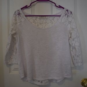 White Knit Lace Open Back Top Abercrombie
